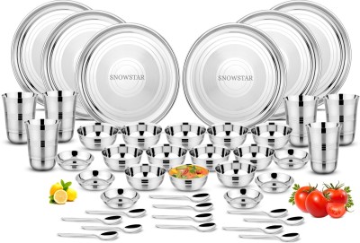 SNOWSTAR Pack of 42 Stainless Steel Dinner Set For Kitchen, Highly Durable Kitchen Items Set Dinner Set(Silver)