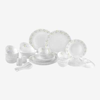 cello Pack of 37 Opalware Tropical Lagoon 37 pcs Dinner Set(White, Microwave Safe)