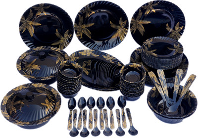 Radhe Crockery Pack of 84 Melamin Dinner Set(Black)