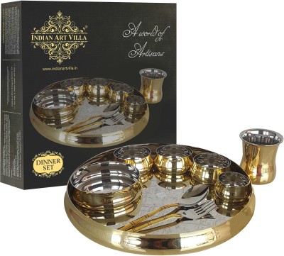 IndianArtVilla Brass, Steel Dinner Set(Gold)