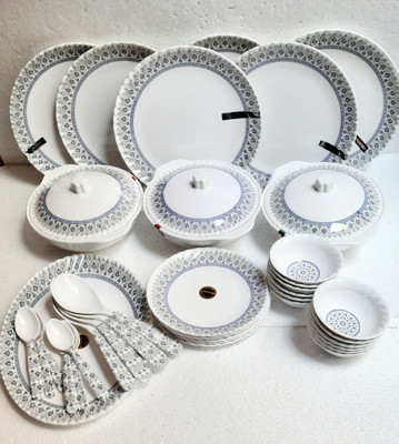 Radhe Crockery Pack of 41 Melamin ZOYAA Dinner Set(White, Blue)