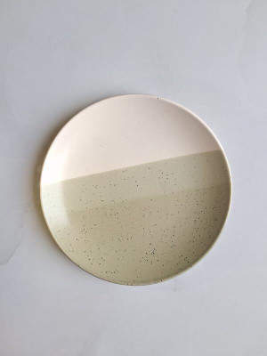 Craftokri Ceramic CRAFTOKRI Elegant Beige Tricolor Ceramic Quarter Plate Dinner Set(White, Microwave Safe)