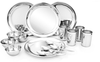 Shri & Sam Pack of 16 Stainless Steel Dinner Set(Silver)