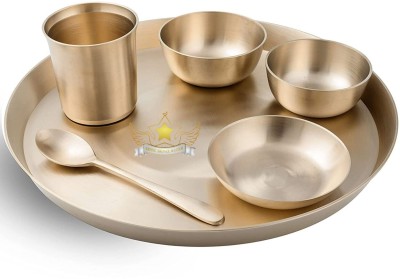 Utensils Masters Pack of 6 Bronze Dinner Set - 6 Pcs KANSA Utensils Set - Matte Finished Dinner Set(Gold)