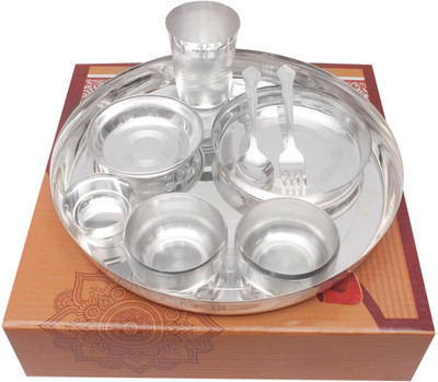 MayaEnterprises Pack of 8 Silver Plated Dinner Set(Silver)