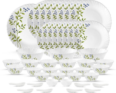 LAOPALA Pack of 46 Opalware Novo Collection Lush Greens Dinner Set(White, Purple, Green, Microwave Safe)