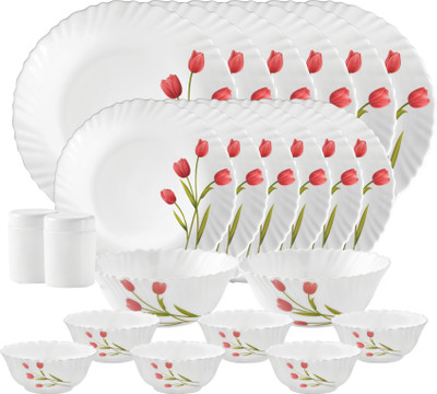 LAOPALA Pack of 22 Opalware La Opala Novo Radiant Curves 22 Pcs Dinner Set(White, Microwave Safe)