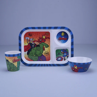 Servewell Melamin 3 pc Kids Set - Avengers Dinner Set(Multicolor)