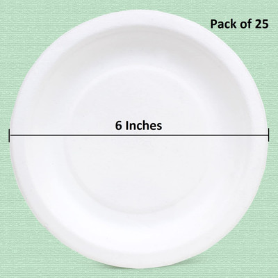 KSI Pack of 50 Paper Disposable Plain Dinner with Snack combo Dinner Set(White)