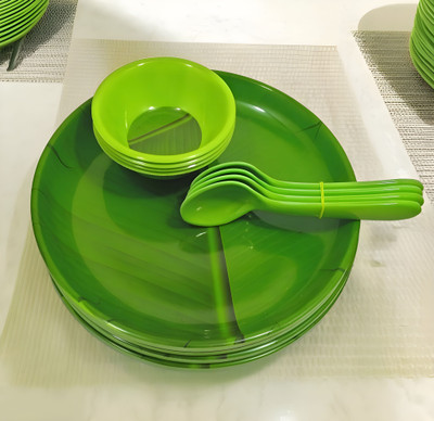 Inpro Pack of 12 Melamin Every Occasion Covered:-Perfect Kitchen Utensils Set for Family Meals! Dinner Set(Green)