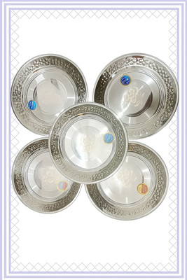 FUTURESTIC STORE Flower design plate round Pack Of 5 Dinner Plate(Pack of 5, Microwave Safe)