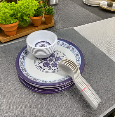 Inpro Pack of 18 Melamin Round Dinnerware set - Perfect Kitchen Utensils Set Dinner Set(Multicolor)