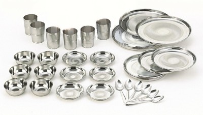 NEELAM Pack of 36 Stainless Steel Diamond Touch Dinner Set of 36 Pcs, Dinner Set(Steel)