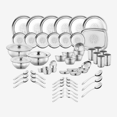 Pigeon Pack of 64 Stainless Steel Dinner Set(Steel)