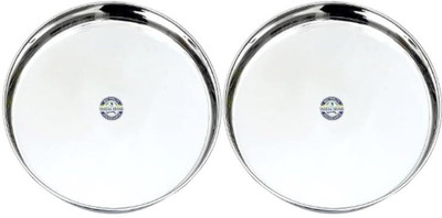 SKY BRAND Stainless Steel Dinner Plate Thali 28cm | Round Serving Plate | Dinner Plate(Pack of 2)
