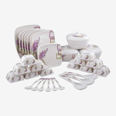 Maharaja Melamine Pack of 40 Melamin 210 Dinner Set(White, Purple, Microwave Safe)