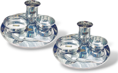 Dev Industries Pack of 2 Stainless Steel DEV INDUSTRIES Dinner Set(Silver)