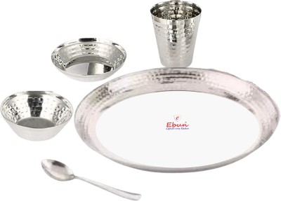 Ebun Stainless Steel Hand Hammered Baby Dinner Set(Silver)