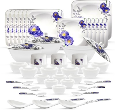 Princessmall Pack of 46 Melamin Dinner Set(Grey, Blue, White)