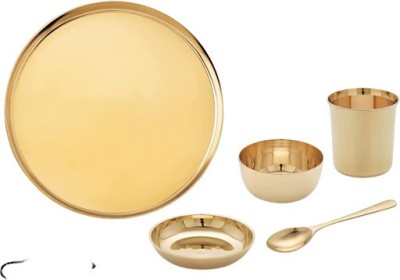 RBHMC BRONZE MASTER Bronze Bhojan/Dinner/Thali Set,6 Weight - 1600 gm 12 Inch Dinner Set(Gold)