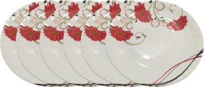 SWIFTSTYLES Pack of 6 Melamin Melamine Dinner Melamine Round 11 Inch Dinner Set(White, Microwave Safe)