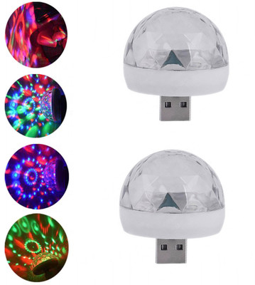 MOOZMOB Pack of 2 Multicolor Mini Disco Projection Light LED Disco Bulb for Home Party Single Disco Ball(Ball Diameter: 4 cm)