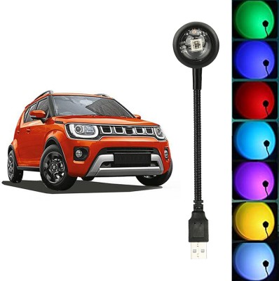 MOOZMOB USB Operated Plug and Play 360 Degree Flexible Portable Multicolored Light for Cars Atmosphere Light for Ignis Car SUVs Home Décor Bedroom Sunset Projection Led Light(Black)