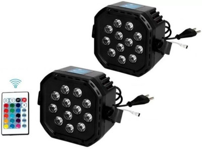 Schsteindar 38W DJ LED Par Flood Light with 12 LEDs 24 Keys Remote Control PACK OF 2 Shower Laser Light(Ball Diameter: 13 cm)