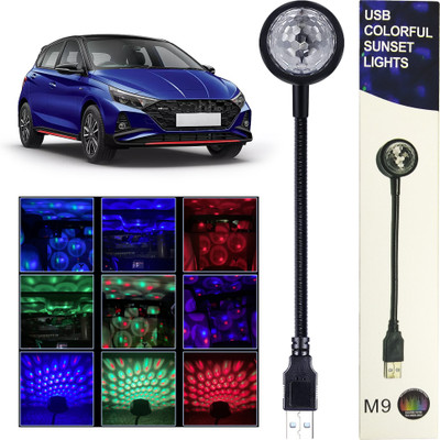 MOOZMOB Flexible Portable Car Disco Light with 7 Colors + 9 Functional Modes USB Disco Projector Led Light for i20 N Line Cars SUVs Home Bedroom and More Led Light(Black)