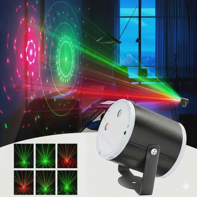 GlowFest GlowFesT Cylinder Mini Laser party Light,16 Pattern Projector Shower Laser Light(Ball Diameter: 6.9 cm)
