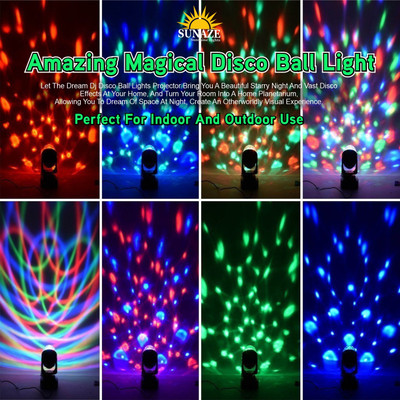 Sunaze Colorful Rotating Magic Light with Music Sync RGB Light-Flash and Color Change(50 nm, RGB)