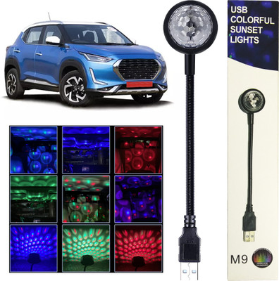 MOOZMOB Flexible Portable Car Disco Light with 7 Colors and 9 Functional Modes USB Disco Projector Led Light for Magnite Cars SUVs Home Bedroom and More Led Light(Black)