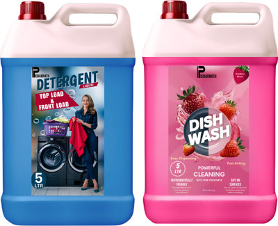 Pisharnath detergent liquid & dishwash liquid 10L Tough on Grease | Baby & Pet Safe Dish Cleaning Gel(Multiple, 2 x 5 L)