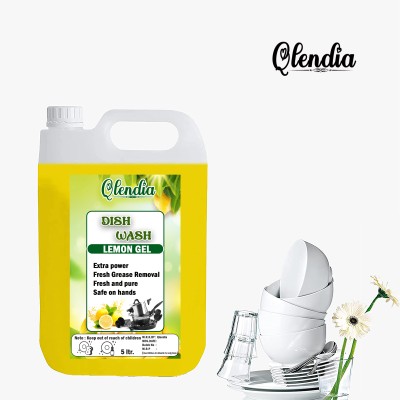Qlendia Non Acidic Dishwashing Liquid with Lemon for oil & washes off Kitchen Cleaner Dish Cleaning Gel(Lemon, 5 L)