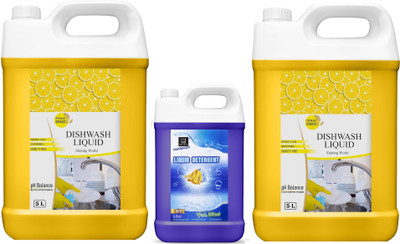 BLISS & BLUSH Liquid Dish Wash For .Anti. Bacterial Liquid Lemon 10L & Detergent Liquid 1L Dish Cleaning Gel(Lemon, 3 x 3.67 L)