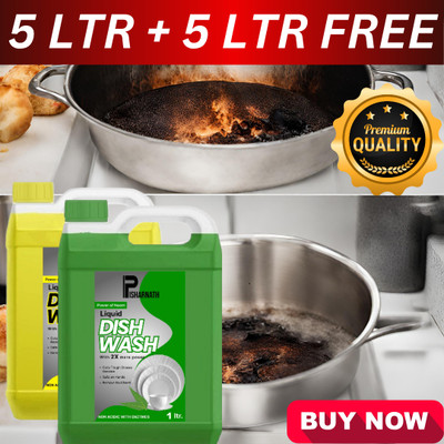 Pisharnath Dish Wash Liquid Powerful For Utensil Cleaning Lemon 5L & neem5Ltr Dish Cleaning Gel(Yellow, 2 x 5 L)