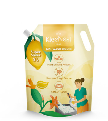 Kleenest Natural Dishwashing Liquid with Lemon Odour Busters with Plant-Derived Actives Dish Cleaning Gel(Citrus, 2 L)