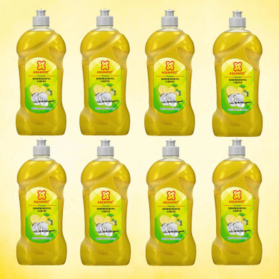 AQUAHOST Dish Cleaning Liquid Lemon Fragrance With Extra Power (Pack of 8) Dish Cleaning Gel(LEMON, 8 x 0.5 L)