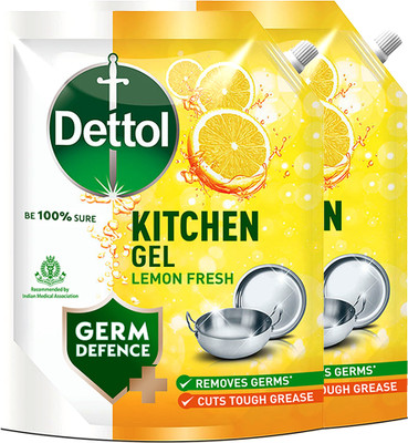 Dettol Kitchen Dish and Slab GelRefill Dish Cleaning Gel Dish Cleaning Gel(Lemon Fresh, 2 x 1500 ml)