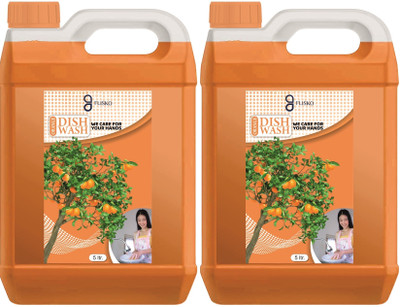 FLISKO Dishwash Liquid Gel orange Can,Fast Cleansing & Antimicrobil action for utensils Dish Cleaning Gel(Ornage, 2 x 5 L)