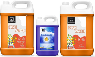 BLISS & BLUSH Dish Wash Liquid For New Utensil Cleaner Orange 10L & Detergent Liquid 1L Dish Cleaning Gel(Orange, 3 x 3.67 L)