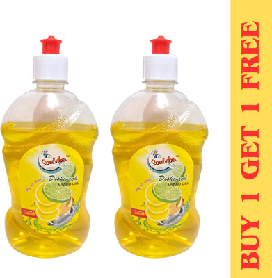 Soulvibes Dishwash Liquid Gel – Lemon Dish Cleaning Gel(Lemon, 2 x 500 ml)