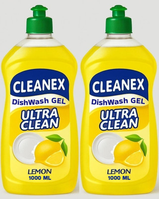 cleanex Lemon Fresh Dishwash liquid & Kitchen Gel Cuts Tough Grease Remove germs 1000ml Dish Cleaning Gel(lemon, 2 x 1000 ml)
