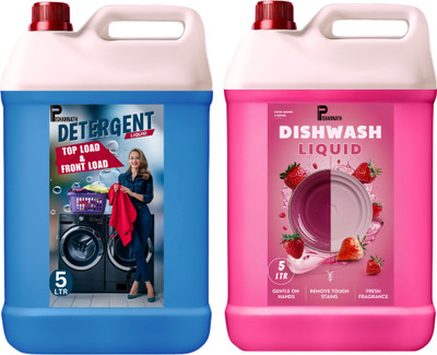 Pisharnath detergent liquid & dishwash liquid 10L Ecofriendly Hard Stains Spray and Wipe Dish Cleaning Gel(Multiple, 2 x 5 L)