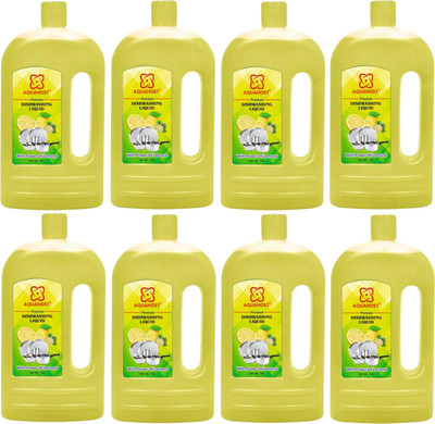 AQUAHOST Dishwash lemon fragrance for utensil (pack of 8) Dish Cleaning Gel(Lemon, 8 x 1 L)