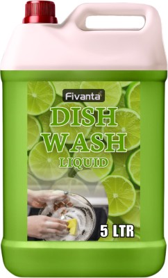 FLISKO Dishwash Liquid Yellow 5 Liter Refreshing, Antibacterial & Leaves No Residue Dish Cleaning Gel(Lemon, 5 L)