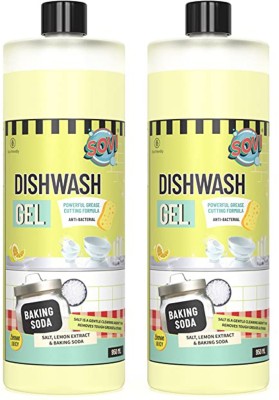 SOVI Dishwash Liquid Gel, Remove Tough Grease & Odour, No Harmful Residue, Child Safe Dish Cleaning Gel(Lemon, 2 x 950 ml)
