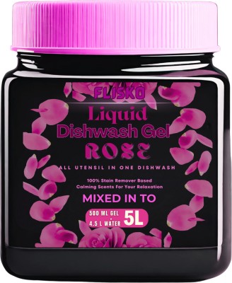 FLISKO Dishwash Liquid Gel Powder 500GM Non Acidic Dishwashing Detergent Dish Cleaning Gel(Rose, 500 ml)