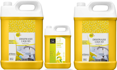 BLISS & BLUSH Dish Wash Liquid For Utensil Cleaner Lemon 10L & Lemon 1L;'./ Dish Cleaning Gel(Lemon, 3 x 3.67 L)