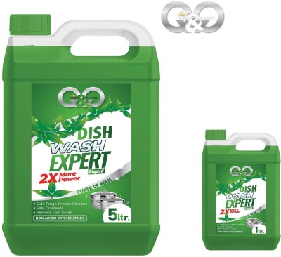 QnQLifeStyle 5Ltr green+1Ltr green Dishwash with oil & washes off Kitchen Dish Cleaning Gel Dish Cleaning Gel(green - lemon, 2 x 3 L)